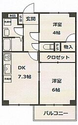 ヴェラハイツ保土ヶ谷 2DKの間取図画像