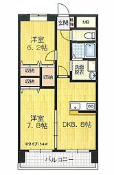 ナッツコート 2DKの間取図画像