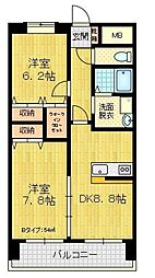 ナッツコート 2DKの間取図画像