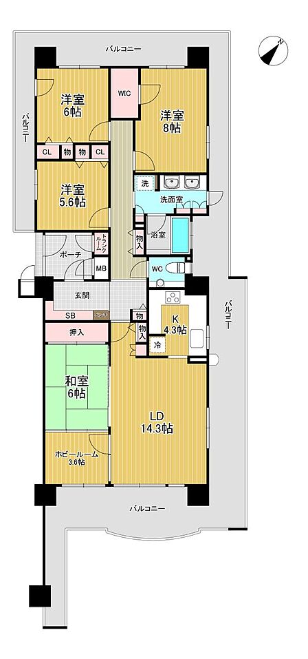 4LDK、価格4280万円、専有面積113.38m2