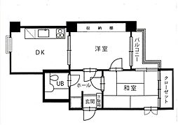 アルファーコート 2DKの間取図画像