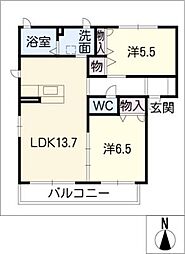 ＥＴＥＲＮＩＴＹ寺山 1階2LDKの間取り