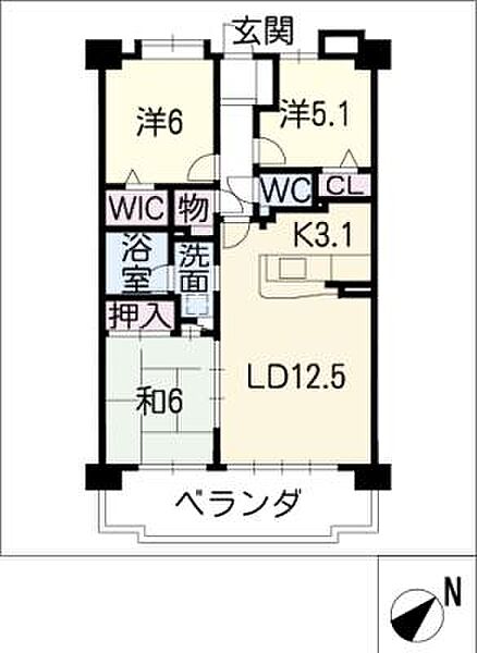 ライオンズマンション東郷西館　502号 ｜愛知県愛知郡東郷町白鳥1丁目(賃貸マンション3LDK・5階・72.15㎡)の写真 その2