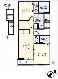 Ｒｕａｎ 2階2LDKの間取り