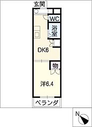 ユニオンハイツ日比野 1階1DKの間取り