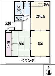 第2コーポ安藤 2階2DKの間取り