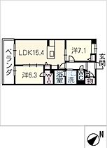 エルパティオ　Ｓ棟  ｜ 愛知県豊田市吉原町屋敷畠（賃貸マンション2LDK・2階・66.09㎡） その2