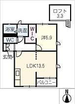 ベルハイツ竜美ヶ丘  ｜ 愛知県岡崎市竜美北1丁目（賃貸アパート1LDK・2階・47.29㎡） その2