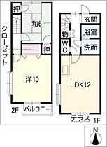 ヴィラ・コア  ｜ 愛知県豊川市市田町中新屋（賃貸タウンハウス2LDK・2階・66.20㎡） その2