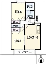 クレセントコートＨ・Ｋ  ｜ 愛知県丹羽郡扶桑町大字斎藤字北屋敷（賃貸マンション2LDK・1階・55.00㎡） その2