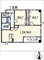 ハイツパークサイドIII  ｜ 愛知県一宮市森本4丁目（賃貸マンション2LDK・2階・61.06㎡） その2