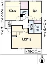 Ｂｅｌｌｅ　Ｄｅｍｅｕｒｅ　Ａ  ｜ 愛知県一宮市浅野字大西（賃貸アパート2LDK・2階・57.81㎡） その2