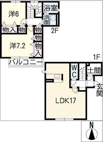 セジュールII ｜愛知県稲沢市下津小井戸1丁目(賃貸アパート2LDK・2階・81.91㎡)の写真 その2