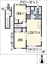 アロッジオ・ニッコウI  ｜ 愛知県春日井市宮町字宮町（賃貸アパート2LDK・2階・57.07㎡） その2