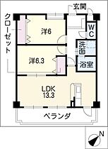 クレセント  ｜ 愛知県東海市加木屋町石塚（賃貸マンション2LDK・2階・60.90㎡） その2