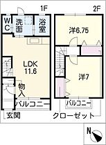 コンフォートII  ｜ 愛知県知多市八幡字平井（賃貸タウンハウス2LDK・2階・61.15㎡） その2