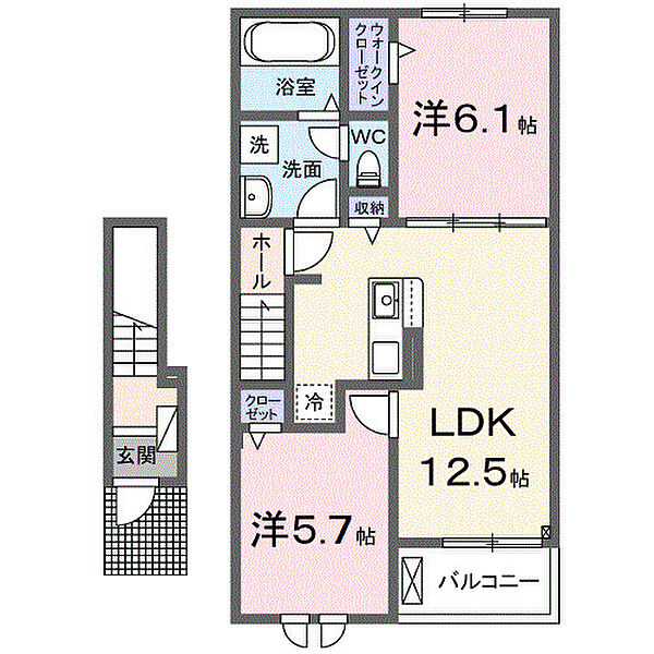 アンドゥトロワ 203｜愛知県知多郡武豊町字廻間(賃貸アパート2LDK・2階・56.48㎡)の写真 その2