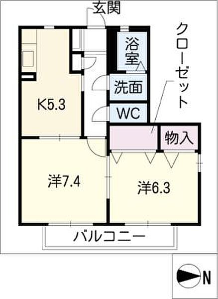 エスペランザ ｜三重県四日市市東日野2丁目(賃貸アパート2K・1階・48.66㎡)の写真 その2