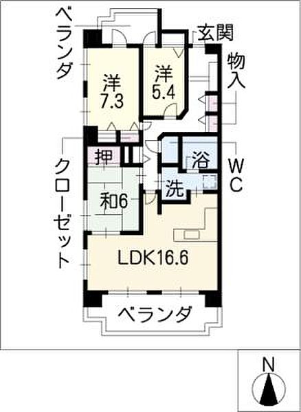 グリーンシャトーＨＴ ｜三重県四日市市九の城町(賃貸マンション3LDK・3階・85.83㎡)の写真 その2