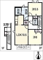 ヒュドールヒューレー　Ｋ棟  ｜ 三重県鈴鹿市末広北1丁目（賃貸アパート2LDK・2階・60.39㎡） その2