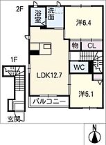 松燈  ｜ 三重県津市栗真町屋町（賃貸アパート2LDK・2階・61.20㎡） その2