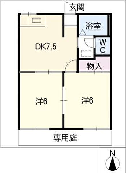 タウニー梶野 ｜愛知県名古屋市中川区法華西町3丁目(賃貸アパート2DK・1階・38.50㎡)の写真 その2