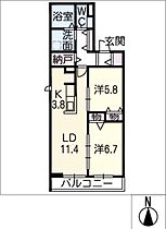 Ｌａｃｉｎｅ　Ｆｏｒｔｕｎａ  ｜ 愛知県名古屋市中川区野田1丁目（賃貸アパート2LDK・1階・66.26㎡） その2