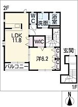 パインクレスト荒江Ｃ棟  ｜ 愛知県名古屋市中川区荒江町（賃貸アパート1LDK・2階・56.15㎡） その2