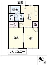 プチタウン下塩田Ｂ棟  ｜ 愛知県名古屋市緑区大高町字下塩田（賃貸アパート2K・1階・35.00㎡） その2