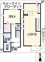 ｆ－ｓｔａｄｔ（北棟）  ｜ 愛知県名古屋市東区矢田3丁目（賃貸タウンハウス1LDK・2階・61.96㎡） その2