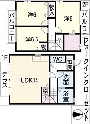 セジュール向東館 2階3LDKの間取り