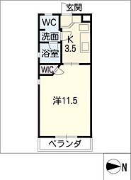 みつわシティマンション 1階1Kの間取り