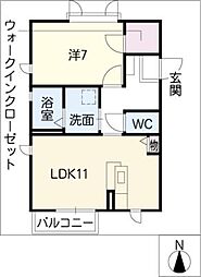 プリマベラ茶屋が坂 1階1LDKの間取り