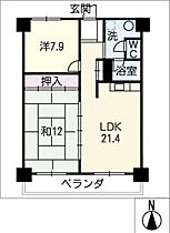 緑ヶ丘レックスマンション  ｜ 愛知県尾張旭市緑町緑ケ丘（賃貸マンション2LDK・5階・69.83㎡） その2