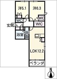 コンフィアンス 3階2LDKの間取り