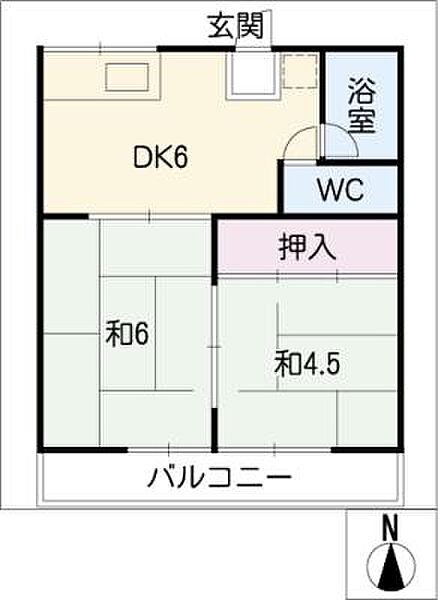 コーポ葵　II棟 ｜愛知県名古屋市昭和区楽園町(賃貸アパート2DK・1階・35.00㎡)の写真 その2