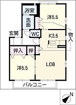 ウィステリア天白　Ｂ棟  ｜ 愛知県名古屋市天白区大根町（賃貸アパート2LDK・2階・53.56㎡） その2