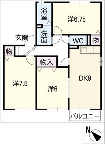 ＥＳＴ　Ａ棟 ｜愛知県名古屋市天白区平針台1丁目(賃貸アパート3DK・1階・65.49㎡)の写真 その2