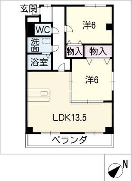 ジョイフィールド ｜愛知県日進市赤池南1丁目(賃貸マンション2LDK・2階・56.80㎡)の写真 その2