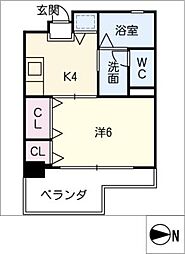 オルヴィエート 3階1Kの間取り