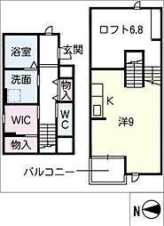 ｅｌｍ−Ａ− 2階ワンルームの間取り