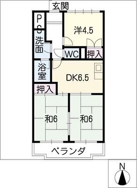 ハニーコート ｜岐阜県羽島郡岐南町徳田3丁目(賃貸マンション3DK・3階・50.00㎡)の写真 その2