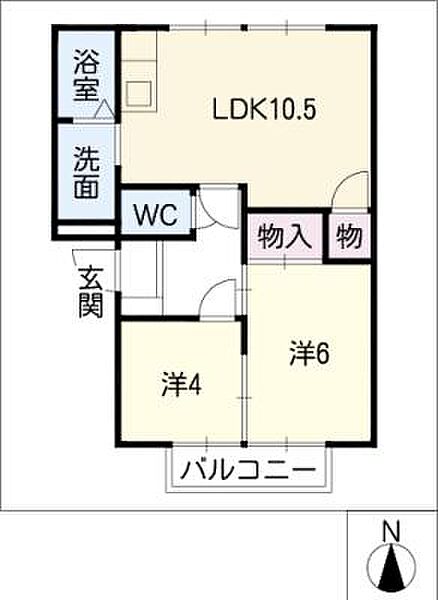 ハイツ眉山　Ｂ棟 ｜岐阜県岐阜市粟野西5丁目(賃貸アパート2LDK・1階・45.61㎡)の写真 その2