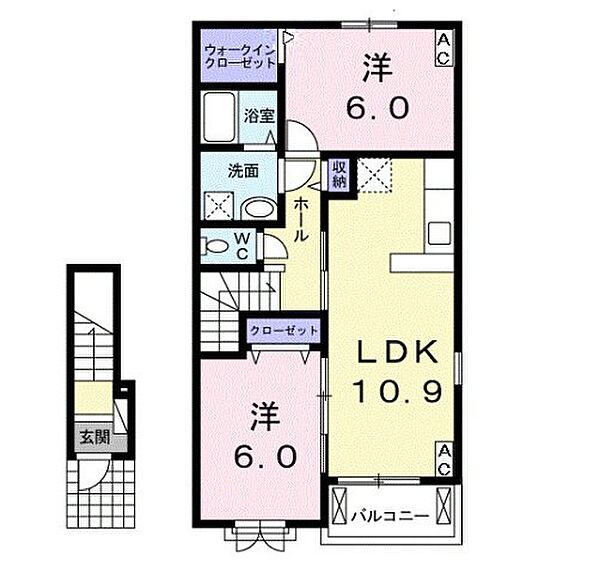 アミスタ 205｜岐阜県岐阜市粟野東2丁目(賃貸アパート2LDK・2階・57.21㎡)の写真 その2