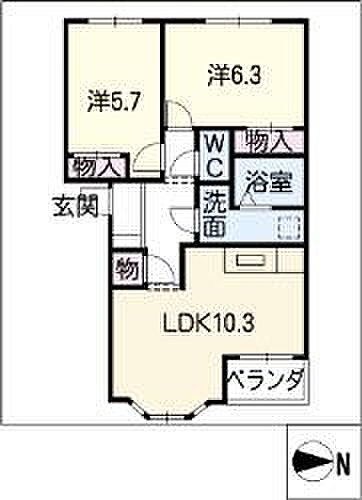 コーポ　ひまわり ｜岐阜県美濃加茂市牧野(賃貸アパート2LDK・2階・51.15㎡)の写真 その2