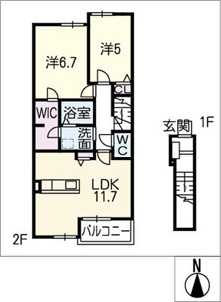 セプタンヴル 201｜岐阜県可児市今渡(賃貸アパート2LDK・2階・58.63㎡)の写真 その2