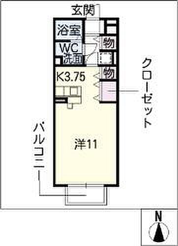 セジュールプランタン　夢棟 101｜岐阜県美濃加茂市草笛町1丁目(賃貸アパート1R・1階・36.65㎡)の写真 その2