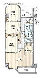 両備グレースマンション医大西2 3LDKの間取図画像