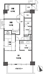 両備グレースマンション医大南 3LDKの間取図画像
