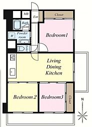 新武蔵野スカイハイツ 3LDKの間取図画像